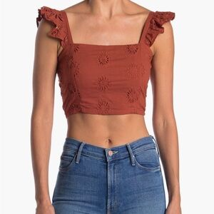 Walter Baker Terracotta Eyelet Ruffle Tank Top